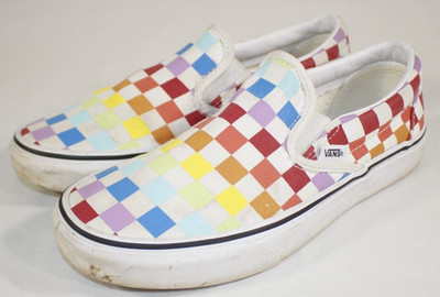 Vans Shoes Women's 6.5 Classic Low Top Canvas Slip On Multicolor Checkerboard