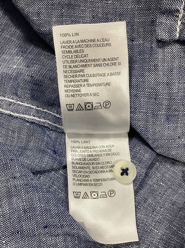 Tommy Bahama Mens L Blue 100% Linen Short Sleeve Button Casual Swordfish Shirt - Picture 16 of 19