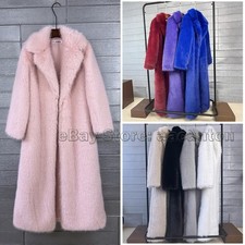 Women's Eco-friendly Fur Parka Lapel Coats Faux Fur Clubwear Long Thick Jackets