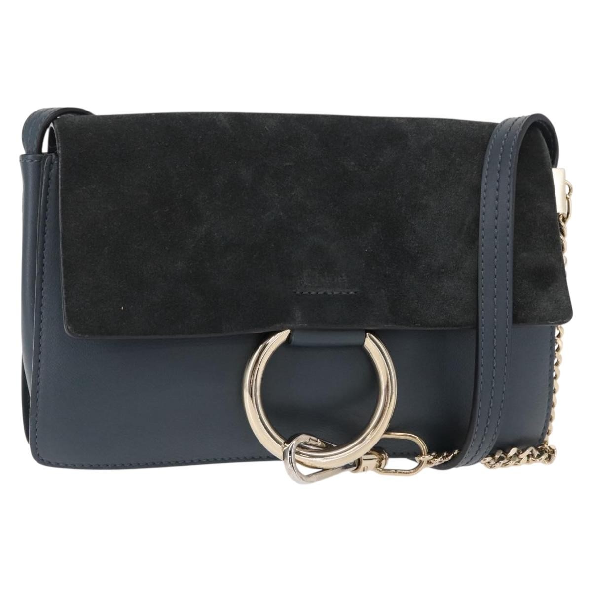 Chloe Faye Shoulder Bag Leather And Suede Green Suede Bag (Pre-Owned)