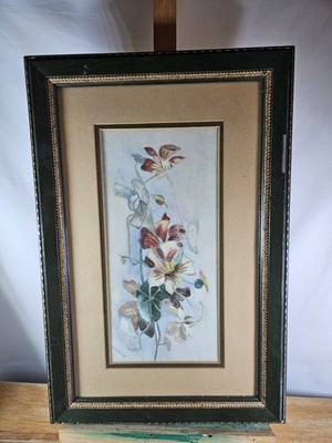 VINTAGE BOTANISCHES AQUARELL KAPUZINERKRESSE SIGNIERT V. HAYWARD GERAHMT FLORAL