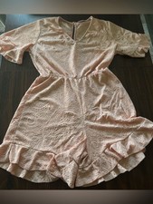 NWOT Women's Yummy Plus Blush Pink Lace Baby Doll Romper Size XXL