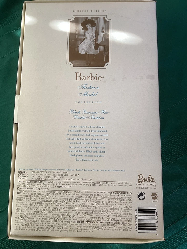 2000 Mattel #29652 румяна становится ее Барби BFMC Silkstone моды никогда не доставался из коробки - Изображение 2 из 2