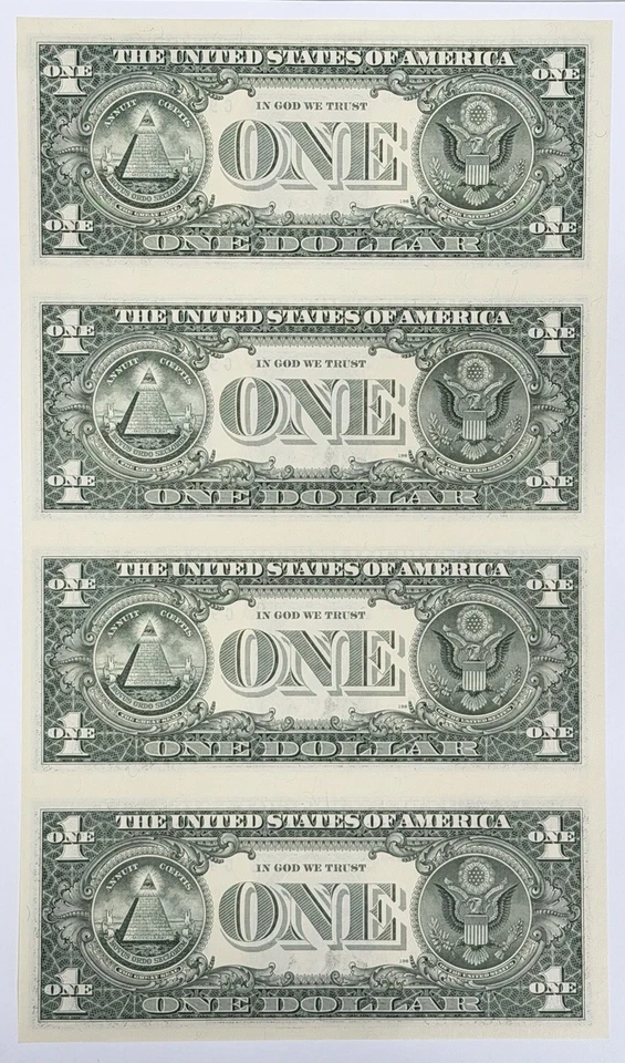 2003-A $1 Federal Reserve Note Uncut Sheet of 4 Notes One Dollar FRN Chicago! - Image 2 of 2