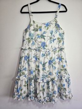 IRIS MAX Size 8 Blue Floral Fit & Flare Tiered Sleeveless Sundress