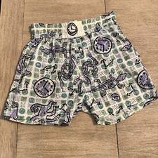 Rare Vintage 1980s Swatch Watch Art Print Shorts Graphic Novelty Sz M