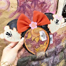 Disney Parks Halloween Mickey  Minnie Floral Ghost Mouse Ears Headband 2025