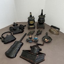Vtg Lot of Cast Iron/Cast Metal Miniature Furniture Figures Wall Hanging Kitchen