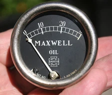 Maxwell 10's 20s Vintage US Gauge Co. 30 lbs Oil Pressure Gauge