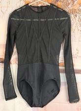 Weissman Women s Black Mesh Long Sleeves Dance Costume / Bodysuit Adult Small