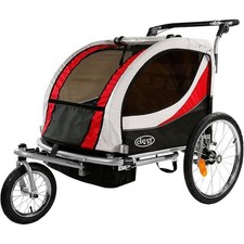 ClevrPlus Deluxe 3-in-1 Double 2 Seat Bicycle Bike Trailer Jogger Stroller Red