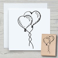 Stempel Herzchenballons - Motivstempel Holzstempel Scrapbooking Hochzeitskarten