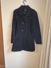 Black Double-Breasted Wool-Blend Pea Coat – BHS | UK 16