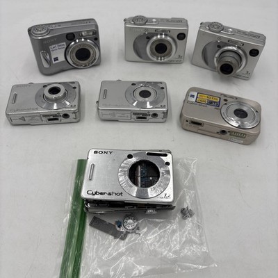 Lot 7 Sony Cybershot DSC-S60, DSC-W1 X 2, DSC-N2, W50 X2, W70.  PARTS/REPAIR