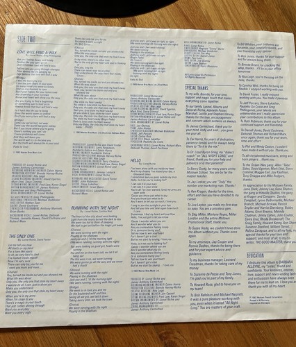 1983 LIONEL RICHIE CAN’T SLOW DOWN LP VINYL RECORD - Picture 6 of 8