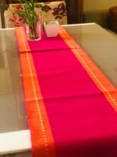 6 Seater Dinning Table Runner Ribbed Cotton Rectangular Shape Runner 2 X 72 Inch