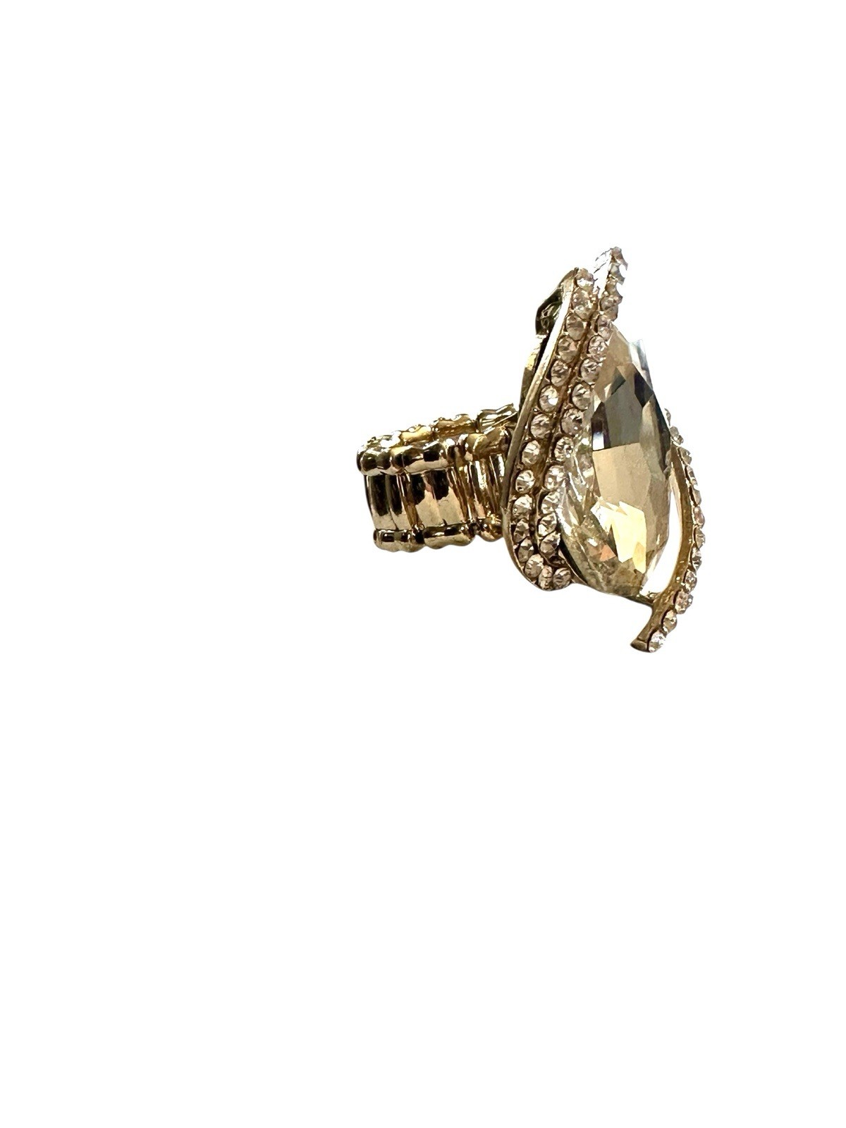 Beautiful Stretch Cocktail Statement Ring - Gold … - image 2