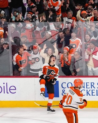 Trevor Zegras Philadelphia Flyers Celebration 11'' x 14'' Hockey Photo