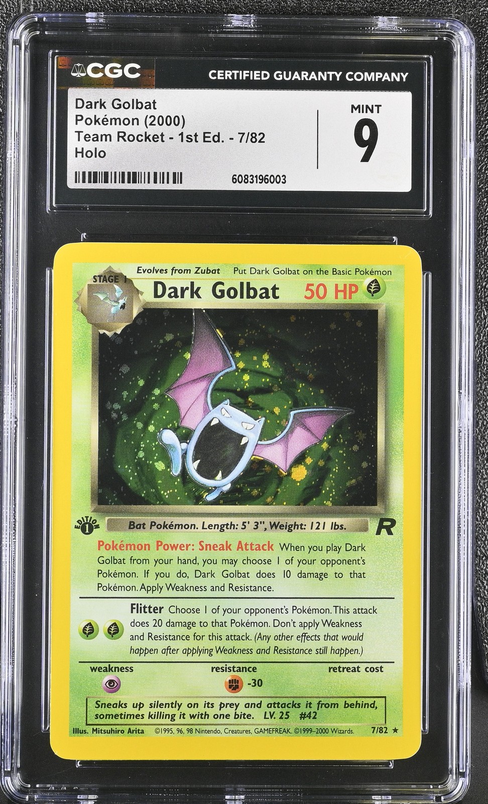 Dark Golbat 7/82 Holo Team Rocket - 1st Ed. Pokemon CGC 9 Mint