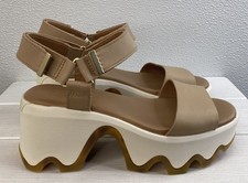 Sorel Kinetic Aura Sandals Women's Size 7.5 Honest Beige/White Leather Y Strap