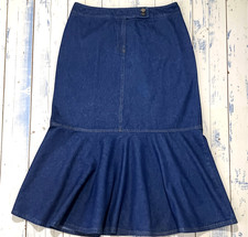 Y2K Denim Maxi Skirt 16 Flounce Cottagecore Prairie Modest Festival Minimalist