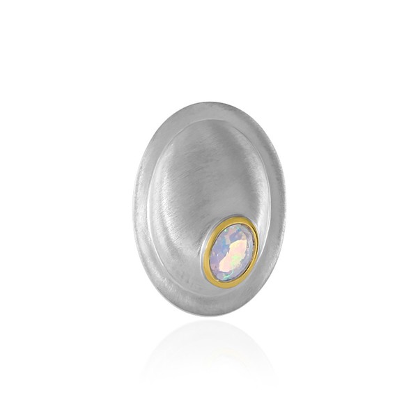 Cavill Welo Opal AnhäNger 0,26Ct Oval Schachbrett 925 Silber Gold-image