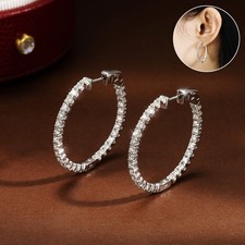 D/VVS1 Full Moissanite Large Hoop Earrings 925 Sterling Silver 14K Gold Plated