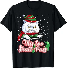 Hate Christmas angry elf cat grumpy kitten anti Christmas T-Shirt