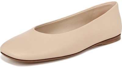 Vince Women's Leah Ballerina Flats Birchsand Leather 7M
