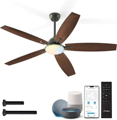 Amico Ceiling Fans with Lights, 60 Inch Smart Ceiling Fan with Remote/App/Alexa