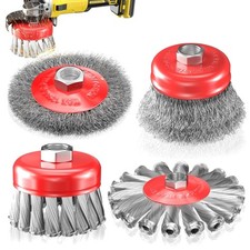 4 PCS Wire Wheel Brush for 4-1/2" Angle Grinder, Carbon Steel Knotted & Crimp...