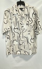 Club Monaco Men's Short Sleeve Artisan Print Shirt Cotton Lyocell Sz L NWT