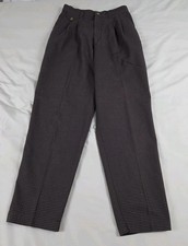 Vtg Lee Pleated Trousers Pants Brown Plaid Tapered Women's M 30 X 29