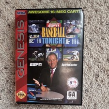 ESPN Baseball Tonight Sega Genesis Sony Imagesoft Cartridge, Case Manual