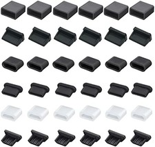36 PCS 6 Types USB Anti Dust Cover Plugs, USB Type-C Dust Stopper, Silicone Soft