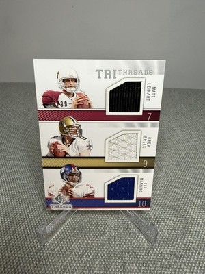 2009 SP Threads Matt Leinart Drew Brees Eli Manning Tri Jersey #T3-LBM /99