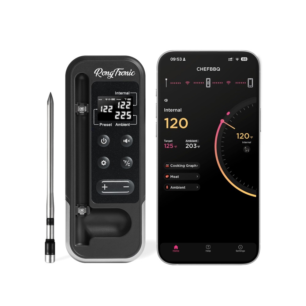 800FT Meat Thermometer Digital Wireless - Instant Read, Ultra Thin Probe, Blu...