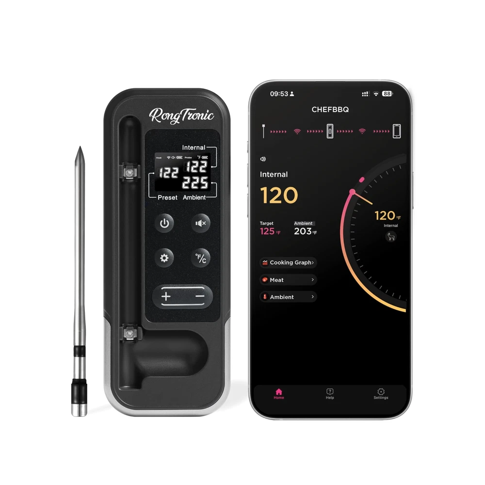 800FT Meat Thermometer Digital Wireless - Instant Read, Ultra Thin Probe, Blu...