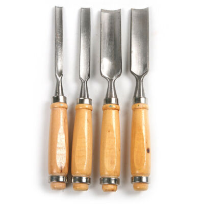 4Pcs 240mm Wood Carving Chisel Tool 45#Steel Gouge Set 6/12/18/24mm Cutting Edge