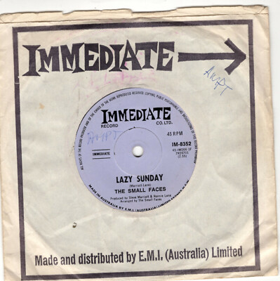 SMALL FACES ~ Lazy Sunday ~1968 Australian Immediate label 2-trk 7'' vinyl single