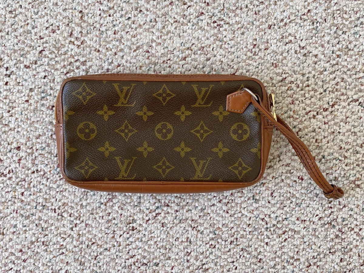 VINTAGE! LOUIS VUITTON Wallet Pochette Wristlet Clutch Monogram Brown Bag