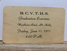 1971 Burlington County Vocational Tech Vo-Tech High School Mt. Holly NJ Ticket