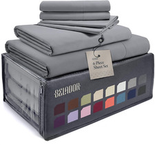 Silky Soft Sheet Set - Luxury 6 Piece Bed Sheets for Queen Size Bed, Secure-Fit