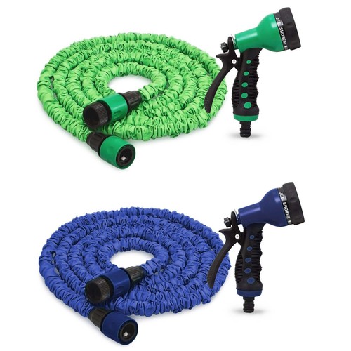 Flexible Garden Hose Green Or Blue Stretchable Water Hose Spray Gun eBay