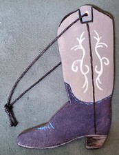 Handpainted Ornaments Group of 3 Western Style - Cowboy Boots and Hat