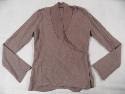 Joe Taffeta Beautiful Cashmere Wrap Effect Jumper Tan Size 38 Excellent BI1118