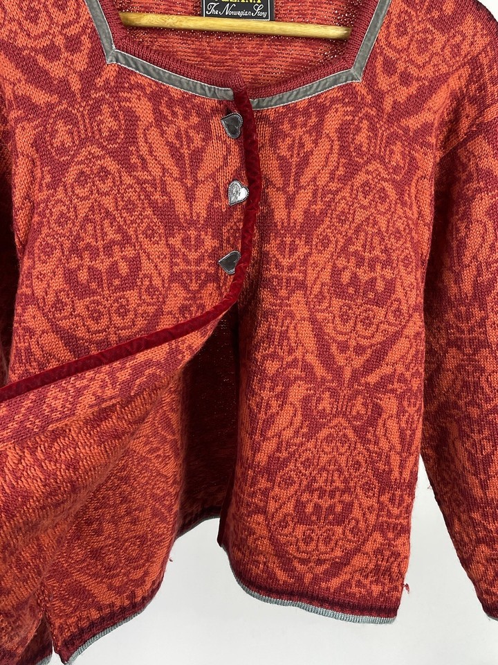 Oleana Vintage Wool Orange Knit Cardigan size S eBay