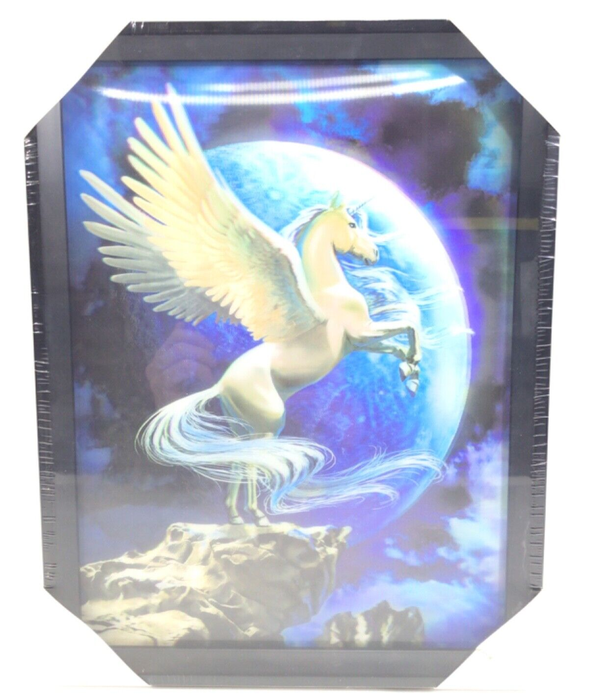 Unicorn on Rock with Planet 3D Lenticular Picture in Plastic Frame