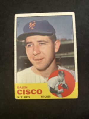 1963 Topps Baseball Card #93 Galen Cisco New York Mets Vg Crease Free Shipping!