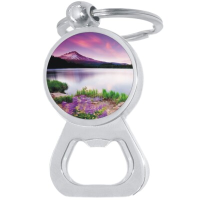 Purple Mountains Bottle Opener Keychain - Metal Beer Bar Tool Key Ring